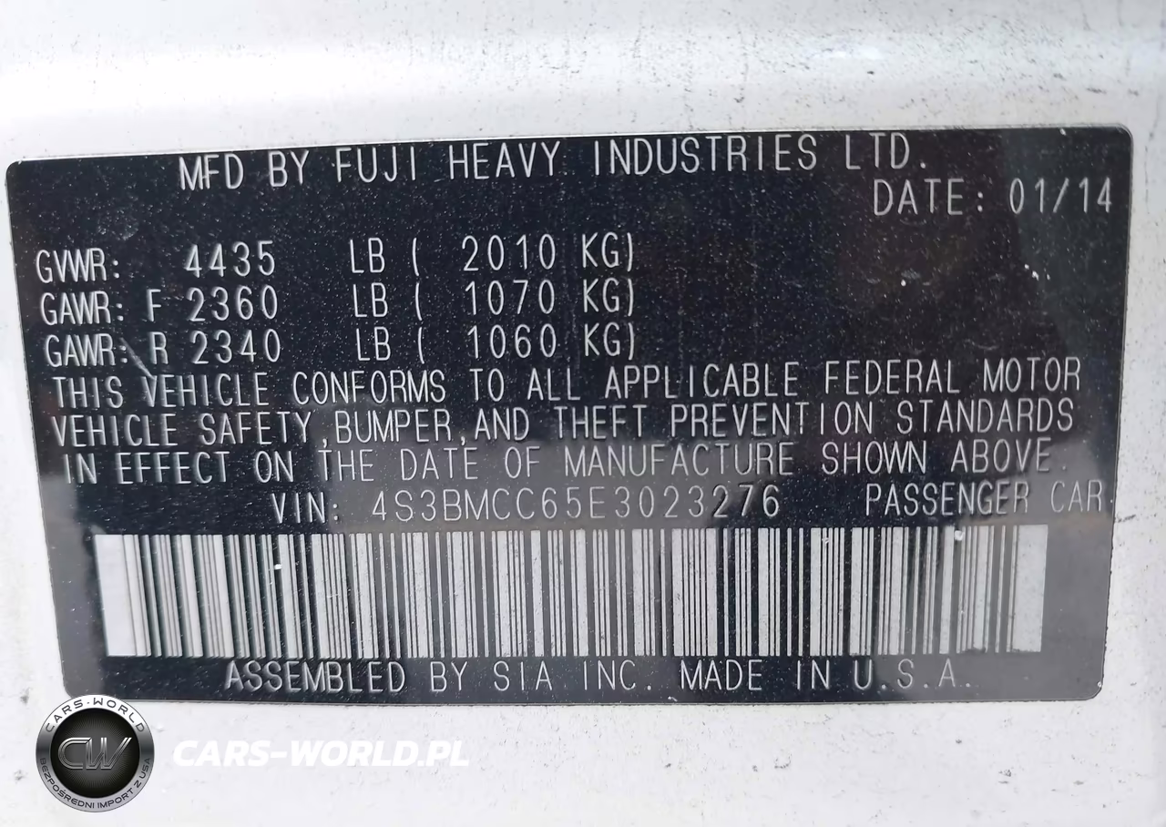 2014 Subaru Legacy 2.5I Premium VIN:4S3BMCC65E3023276 - 9