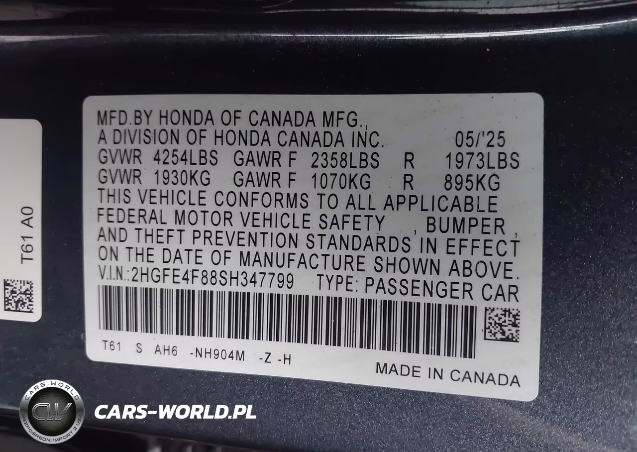 2025 Honda Civic Hybrid Sport-Sport Touring VIN:2HGFE4F88SH347799 - 9
