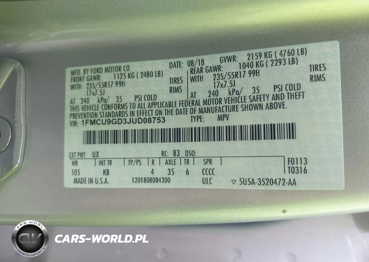 2018 Ford Escape Se VIN:1FMCU9GD3JUD08753 - 9