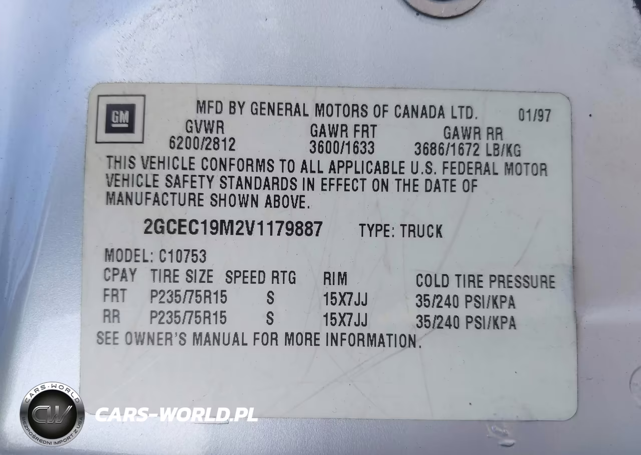 1997 Chevrolet C1500 Fleetside VIN:2GCEC19M2V1179887 - 9