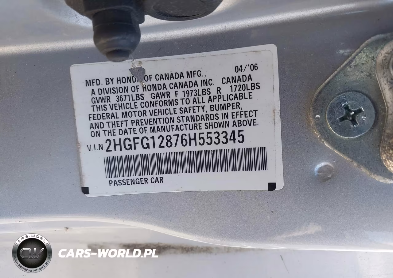 2006 Honda Civic Ex VIN:2HGFG12876H553345 - 9
