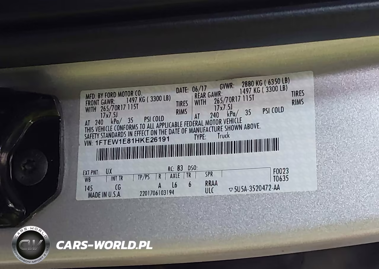 2017 Ford F-150 Xl VIN:1FTEW1E81HKE26191 - 9
