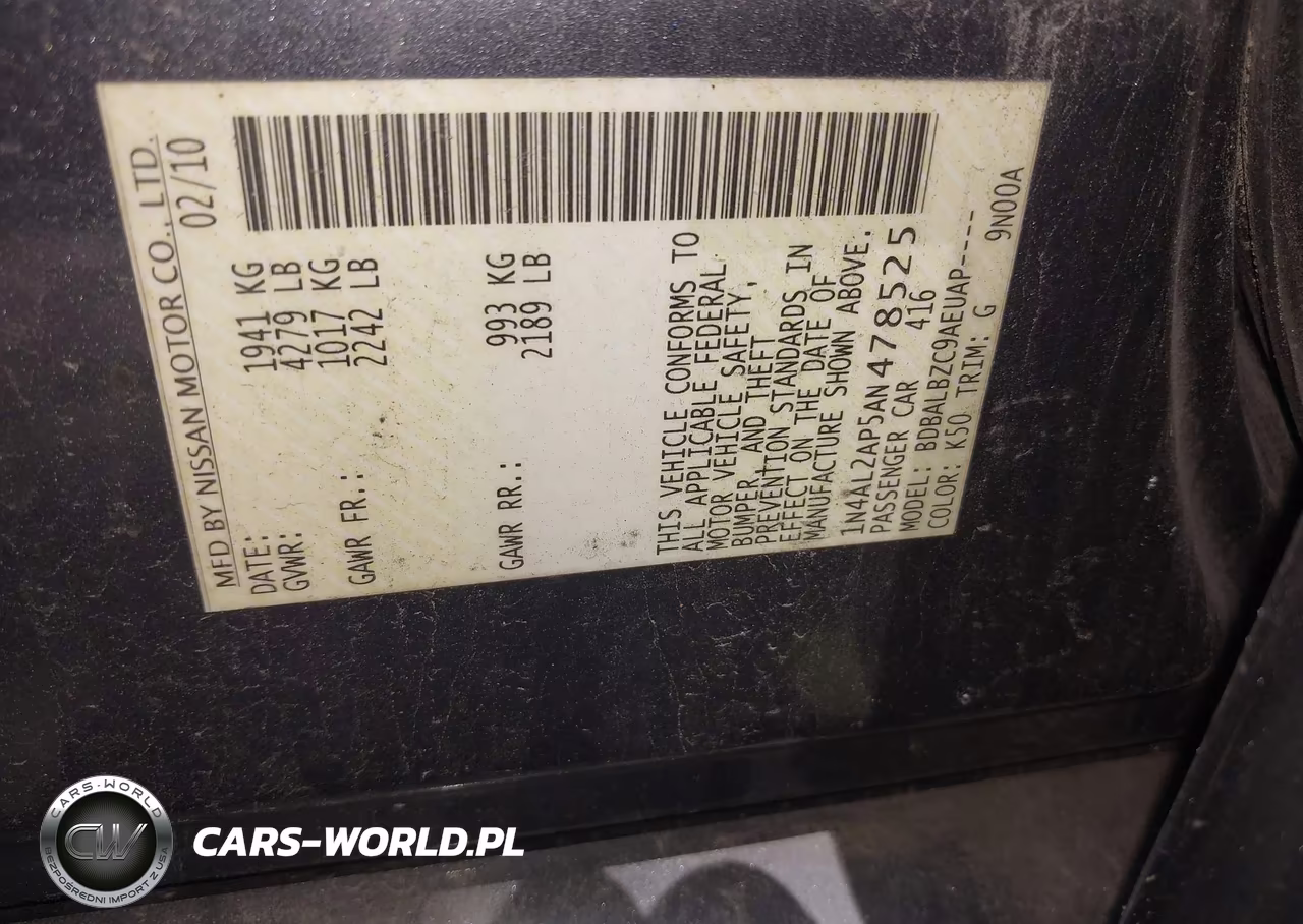 2010 Nissan Altima 2.5 S VIN:1N4AL2AP5AN478525 - 9