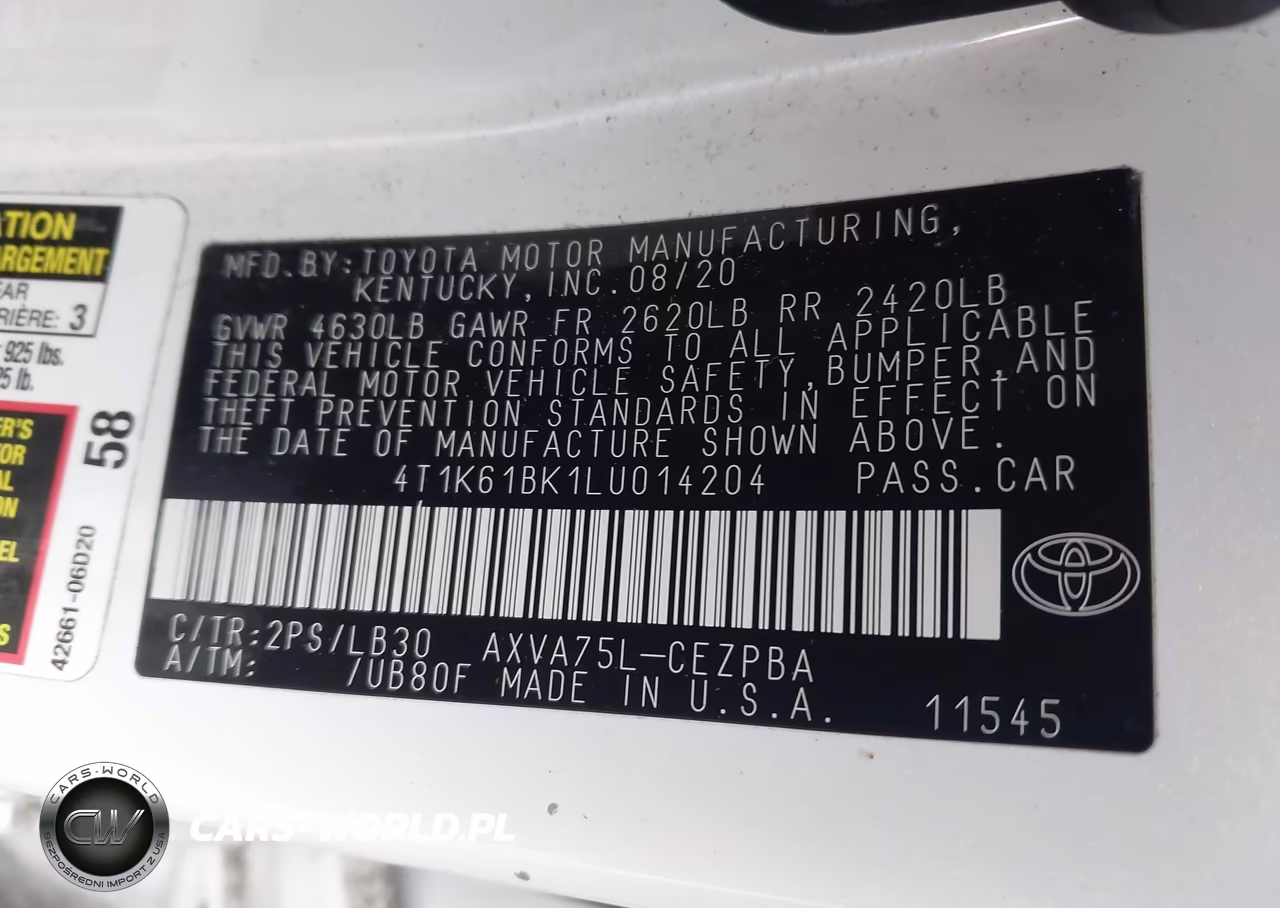 2020 Toyota Camry Xse Awd VIN:4T1K61BK1LU014204 - 9