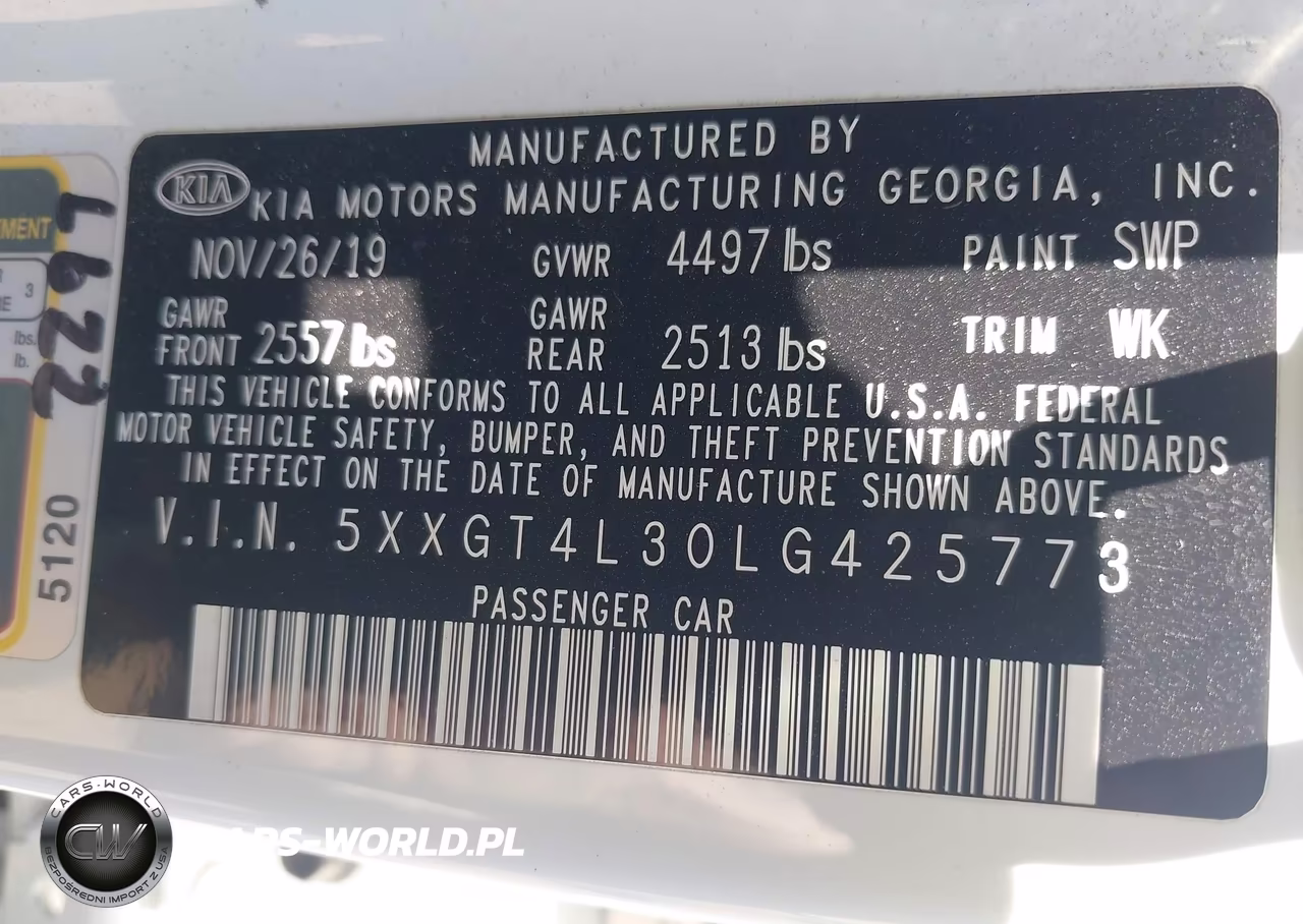 2020 Kia Optima Lx VIN:5XXGT4L30LG425773 - 9