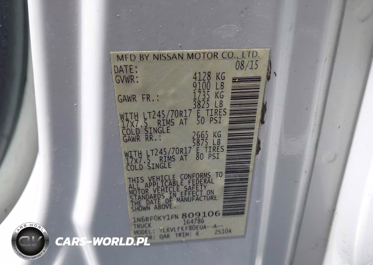 2015 Nissan Nv Cargo Nv2500 Hd Sv V6 VIN:1N6BF0KY1FN809106 - 9