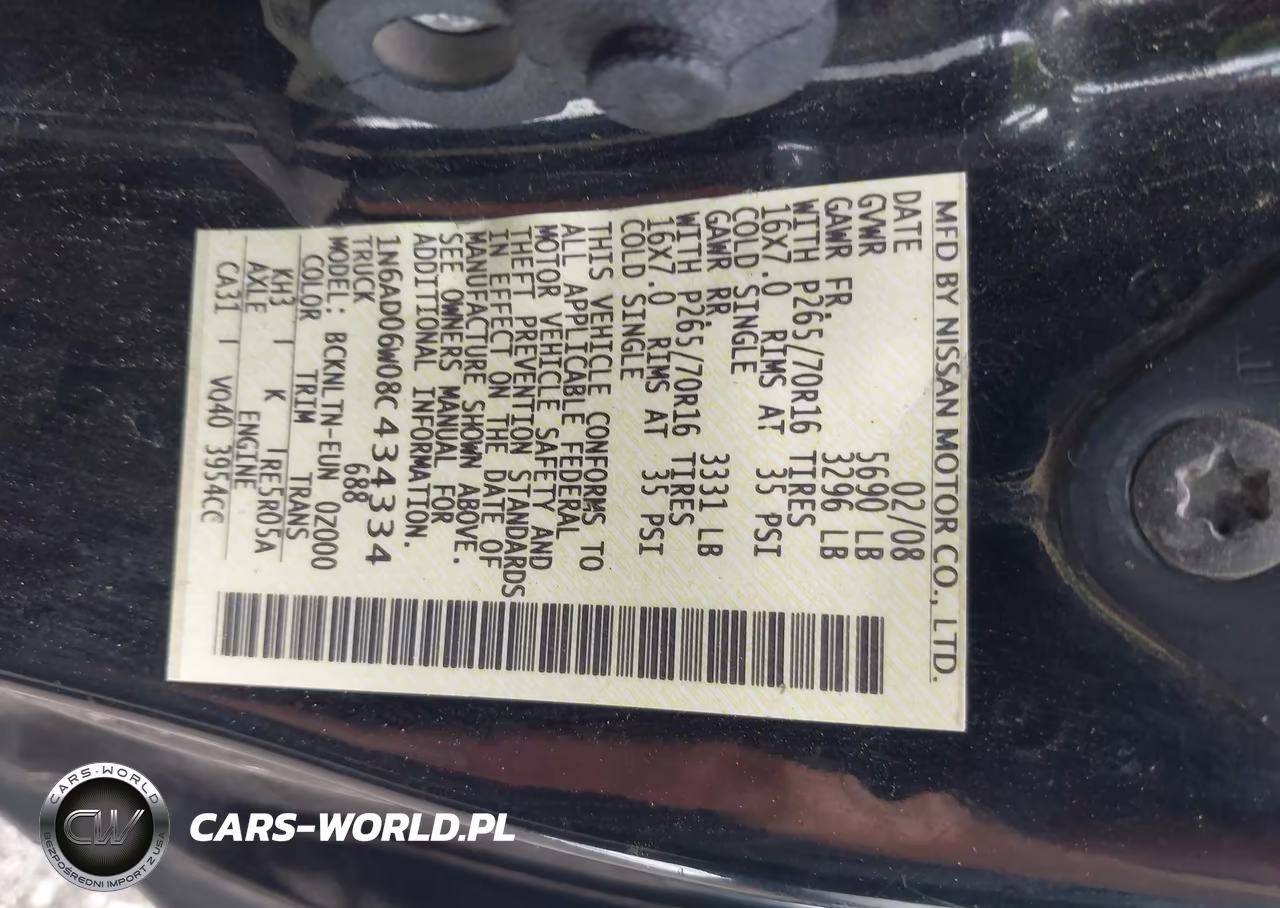 2008 Nissan Frontier Se VIN:1N6AD06W08C434334 - 9