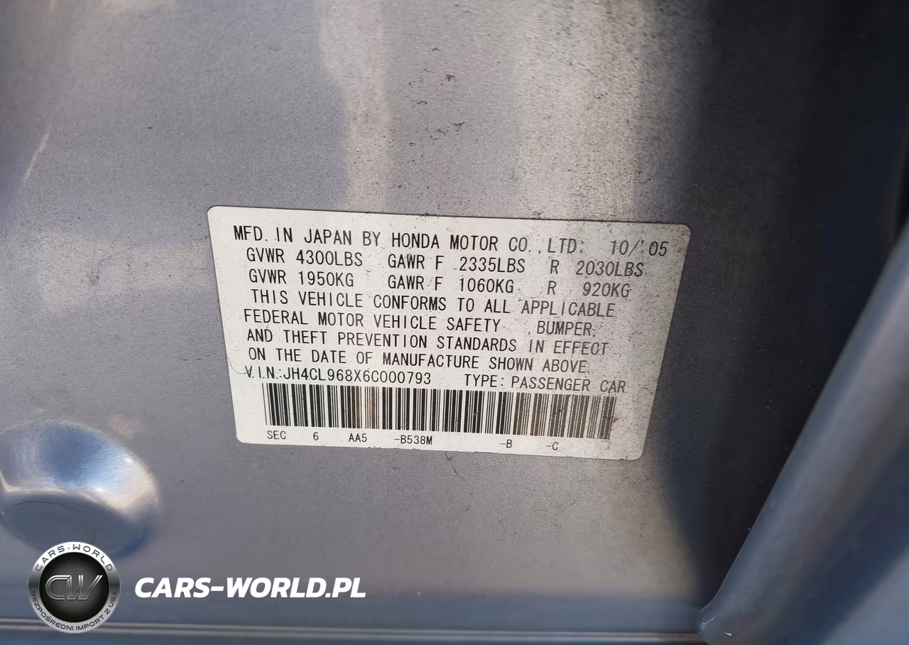 2006 Acura Tsx VIN:JH4CL968X6C000793 - 9