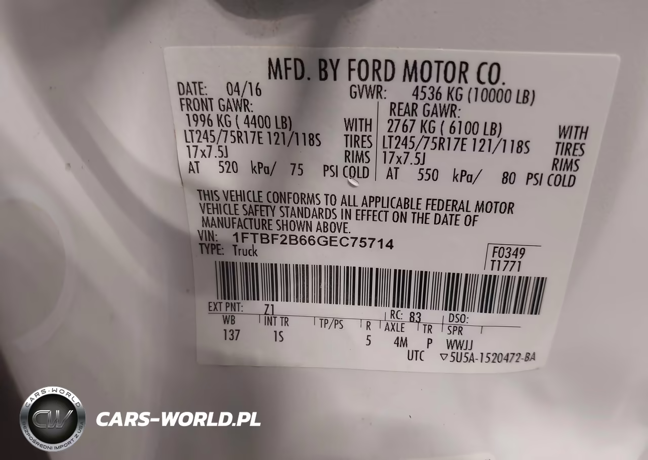 2016 Ford F-250 Xl VIN:1FTBF2B66GEC75714 - 9
