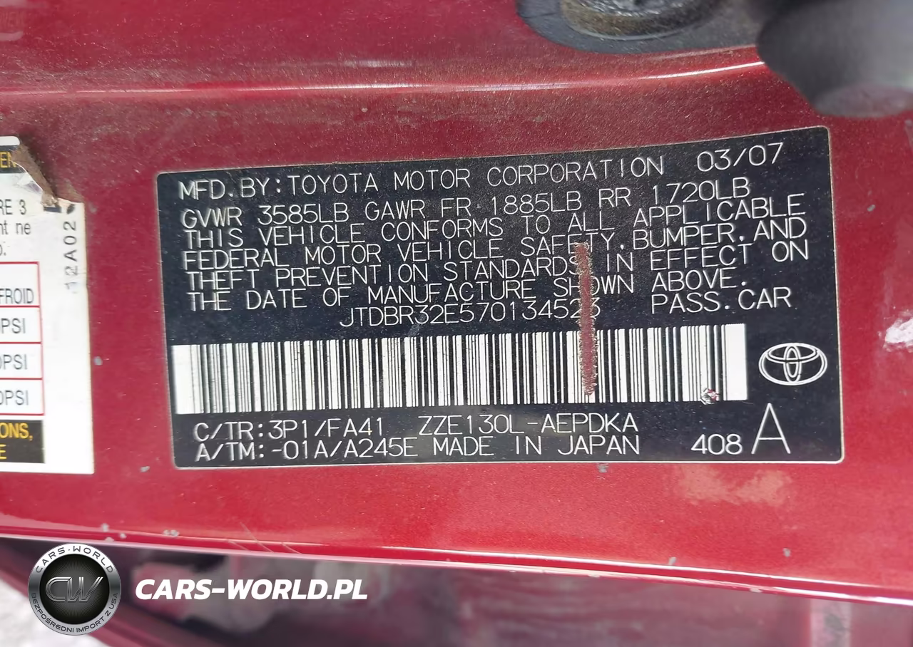2007 Toyota Corolla Ce VIN:JTDBR32E570134523 - 9