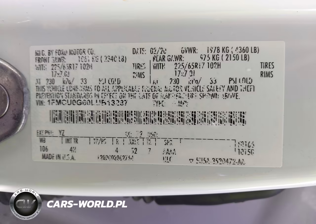 2020 Ford Escape Se VIN:1FMCU0G60LUB13287 - 9