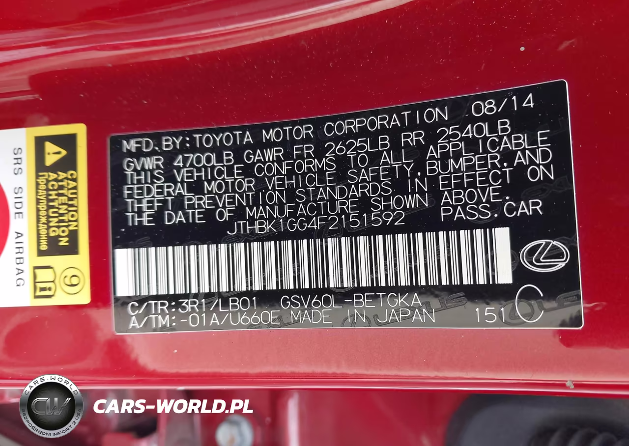 2015 Lexus Es 350 VIN:JTHBK1GG4F2151592 - 9