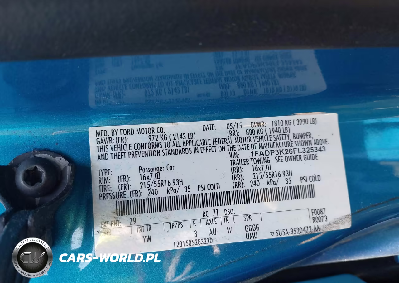 2015 Ford Focus Se VIN:1FADP3K26FL325343 - 9
