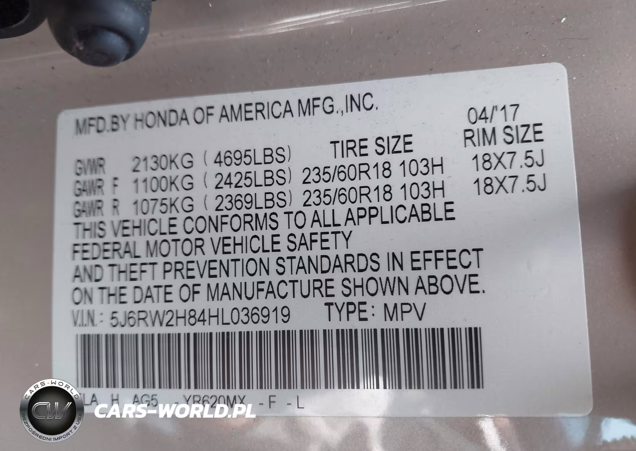 2017 Honda Cr-V Ex-L-Ex-L Navi VIN:5J6RW2H84HL036919 - 9