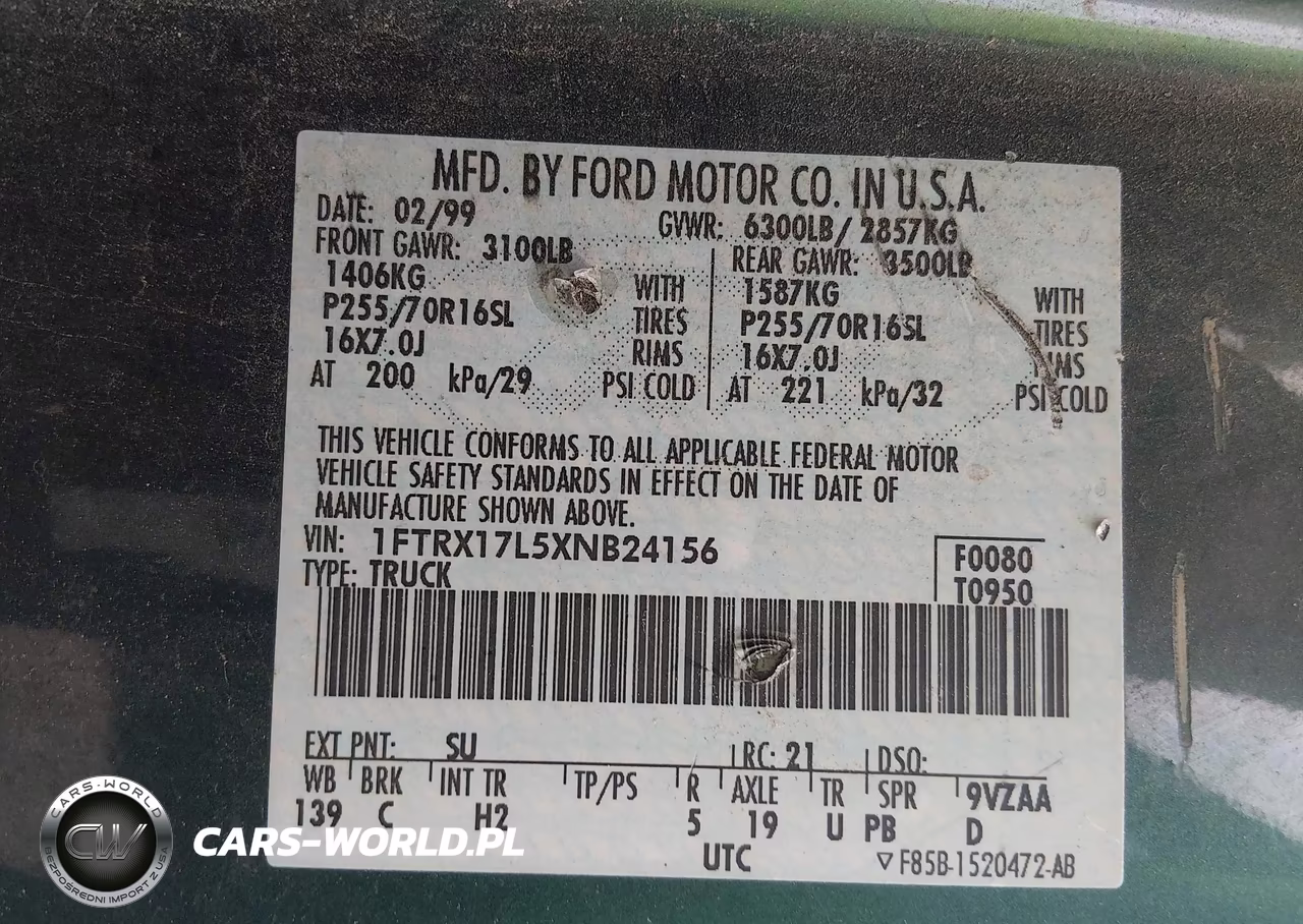 1999 Ford F-150 Lariat-Xl-Xlt VIN:1FTRX17L5XNB24156 - 9