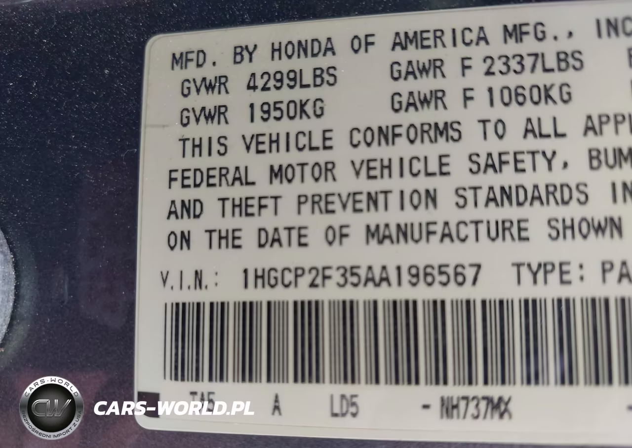 2010 Honda Accord 2.4 Lx VIN:1HGCP2F35AA196567 - 9