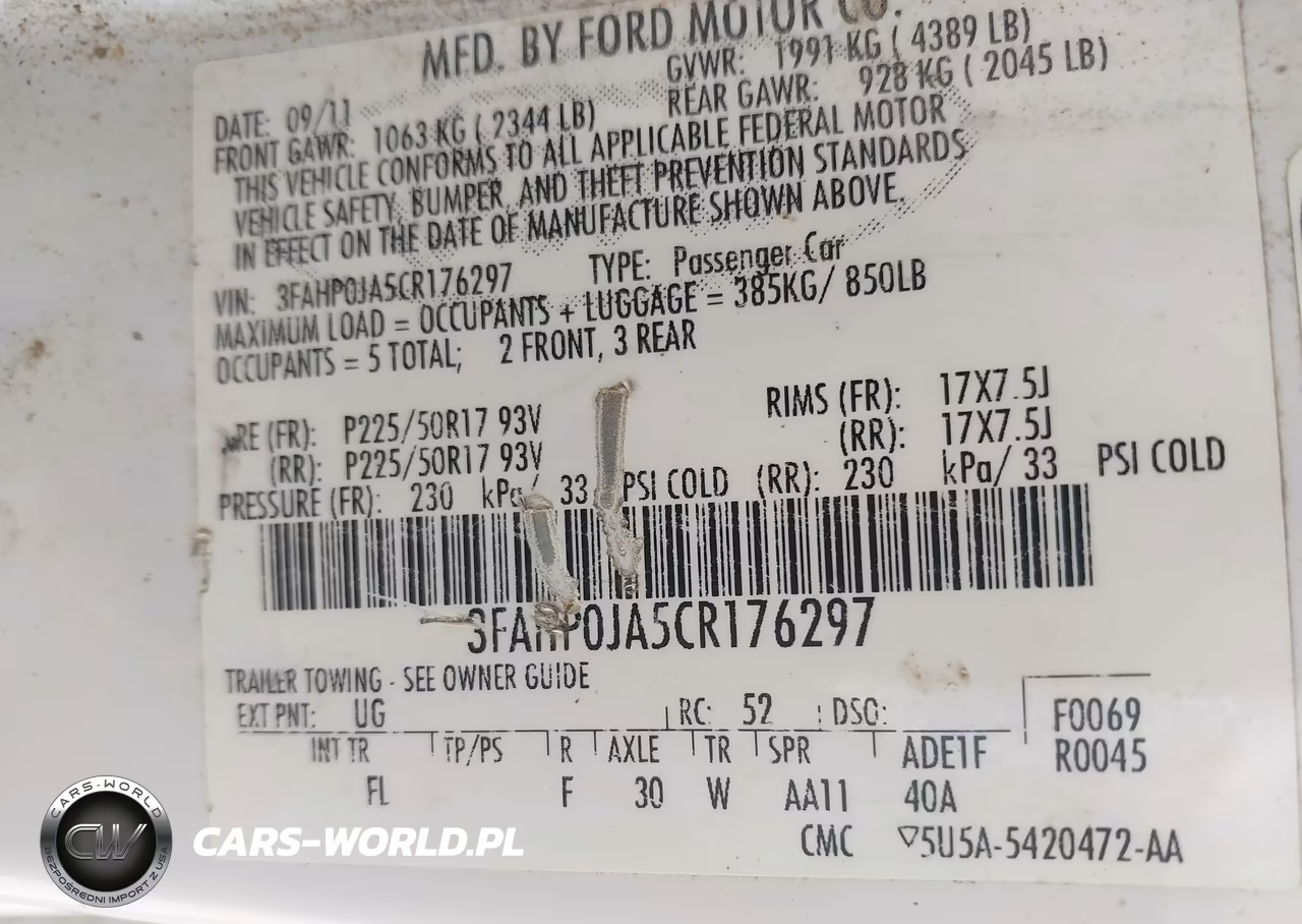 2012 Ford Fusion Sel VIN:3FAHP0JA5CR176297 - 9