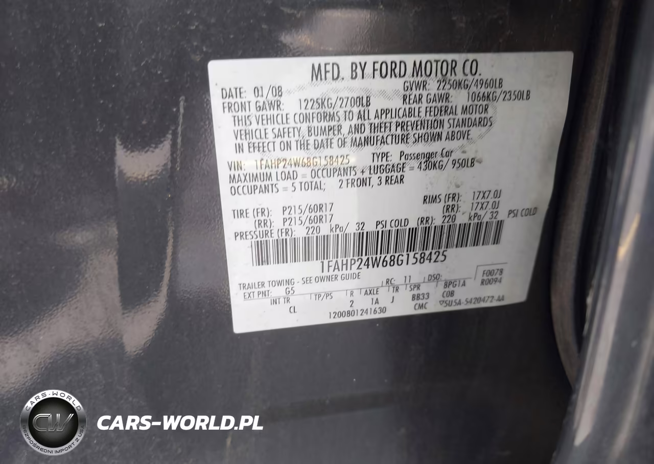 2008 Ford Taurus Sel VIN:1FAHP24W68G158425 - 9