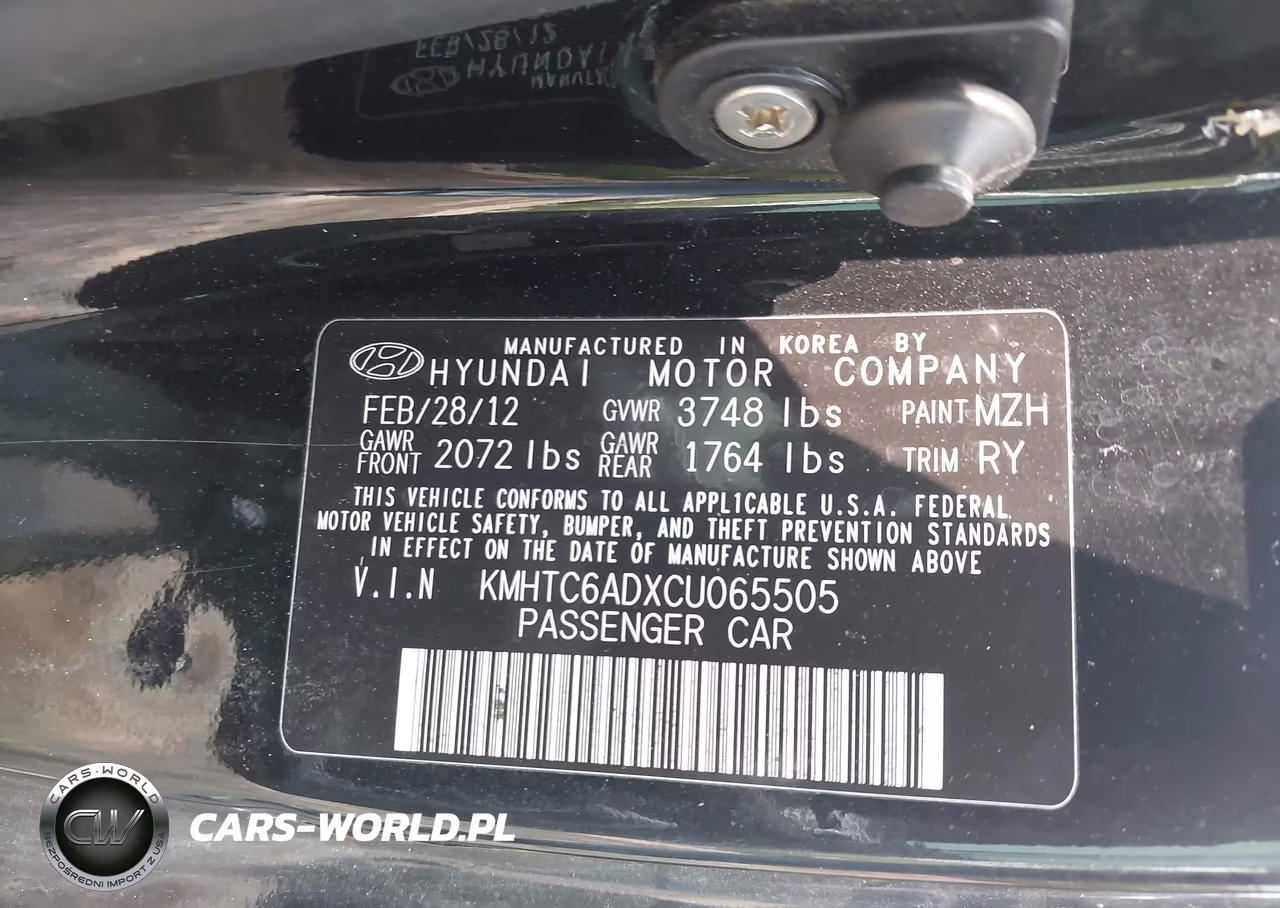 2012 Hyundai Veloster Base W-Black VIN:KMHTC6ADXCU065505 - 9