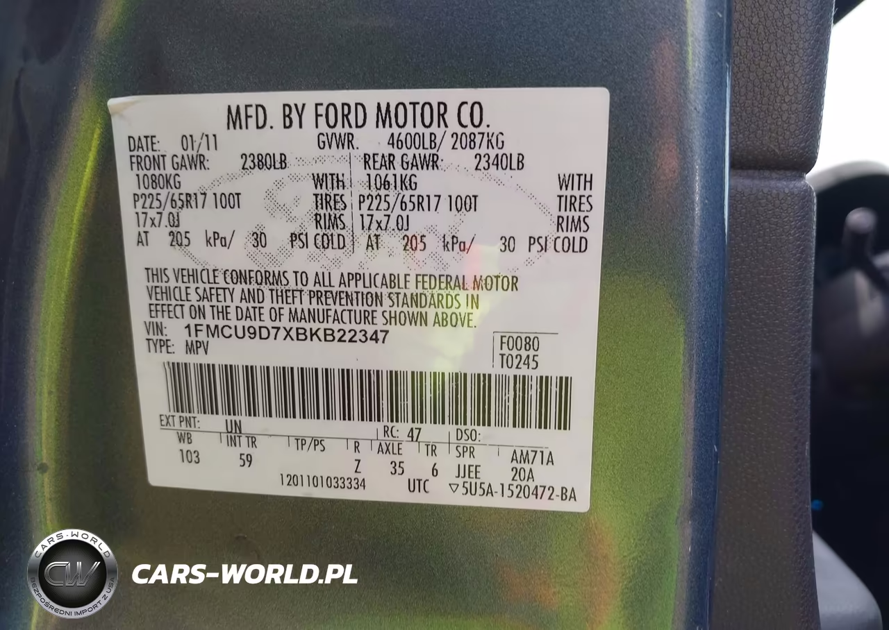 2011 Ford Escape Xlt VIN:1FMCU9D7XBKB22347 - 9