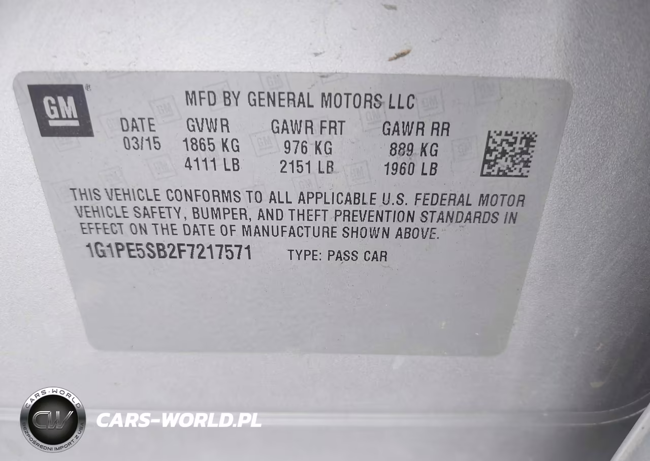 2015 Chevrolet Cruze 2Lt Auto VIN:1G1PE5SB2F7217571 - 9