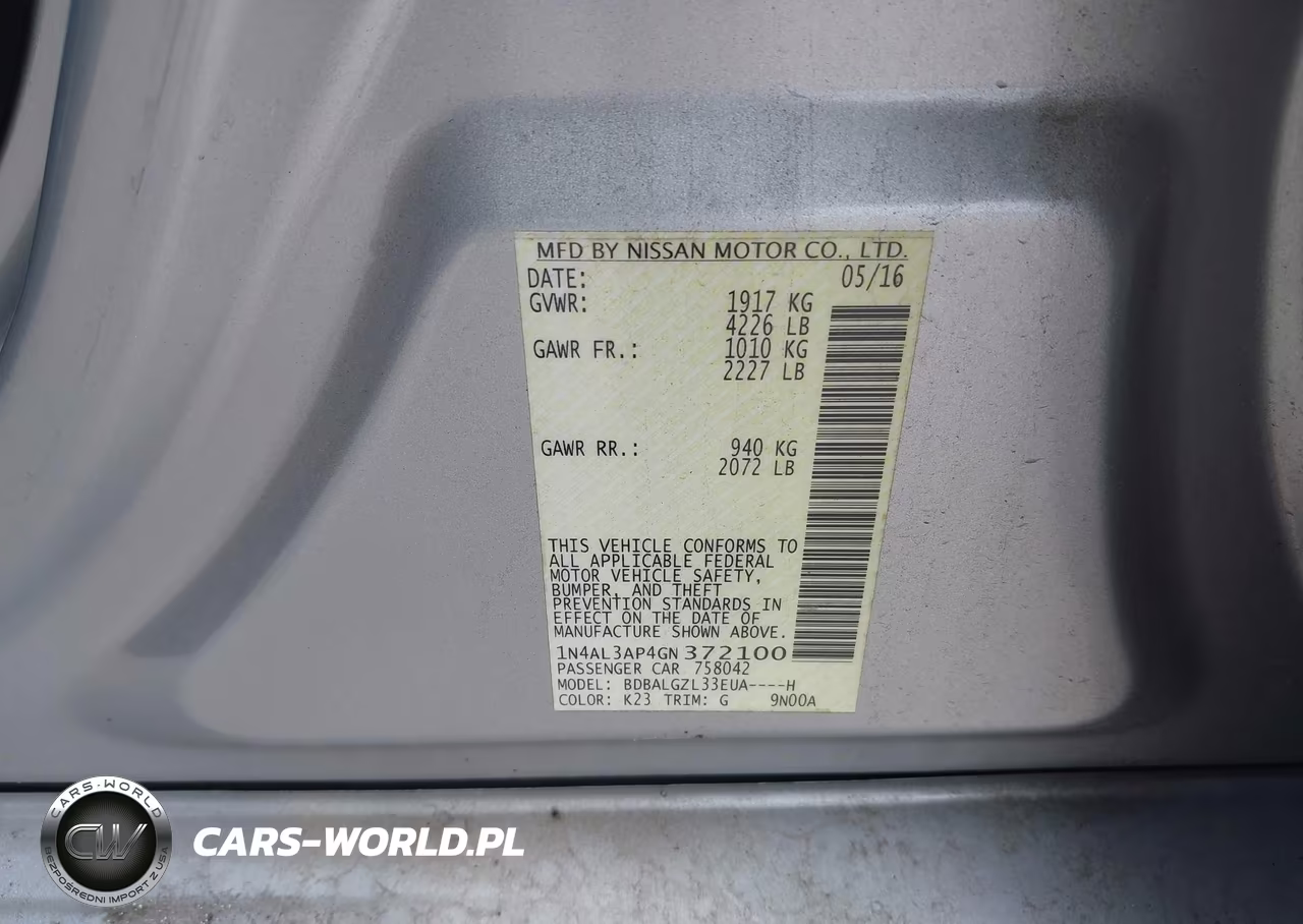 2016 Nissan Altima 2.5 S VIN:1N4AL3AP4GN372100 - 9
