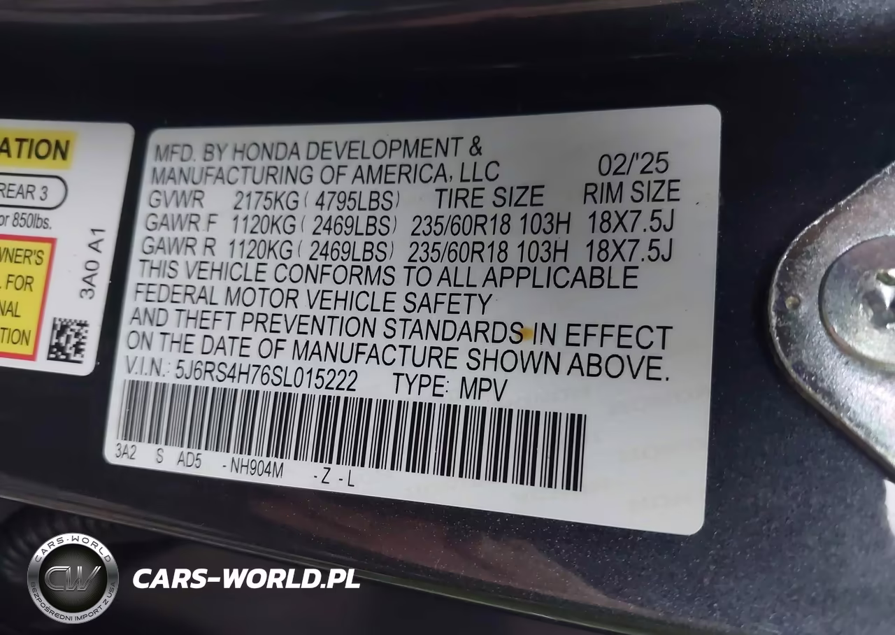2025 Honda Cr-V Ex-L Awd VIN:5J6RS4H76SL015222 - 9
