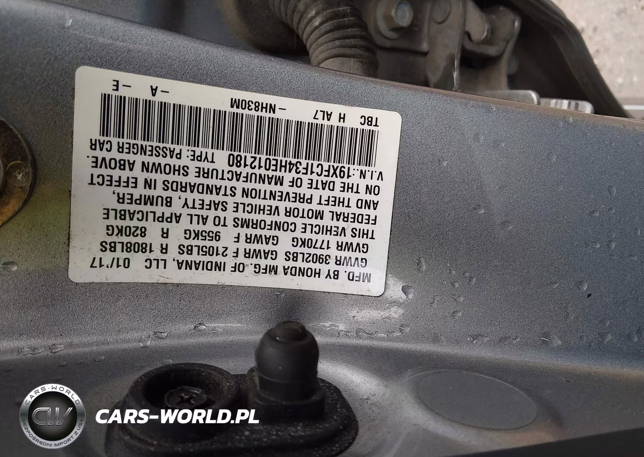 2017 Honda Civic Ex-T VIN:19XFC1F34HE012180 - 9