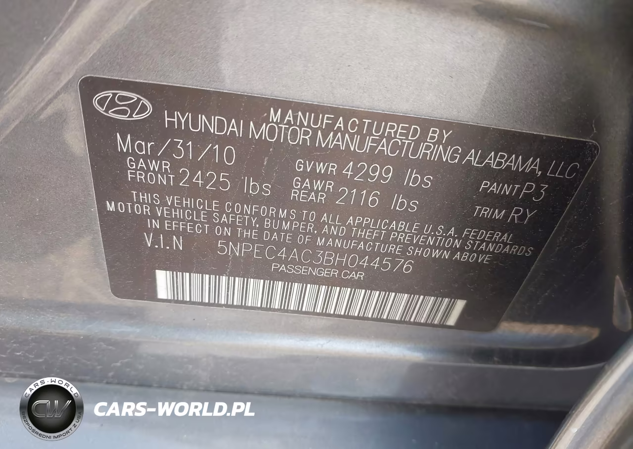 2011 Hyundai Sonata Limited VIN:5NPEC4AC3BH044576 - 9