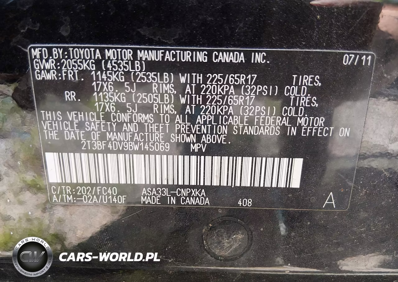 2011 Toyota Rav4 VIN:2T3BF4DV9BW145069 - 9