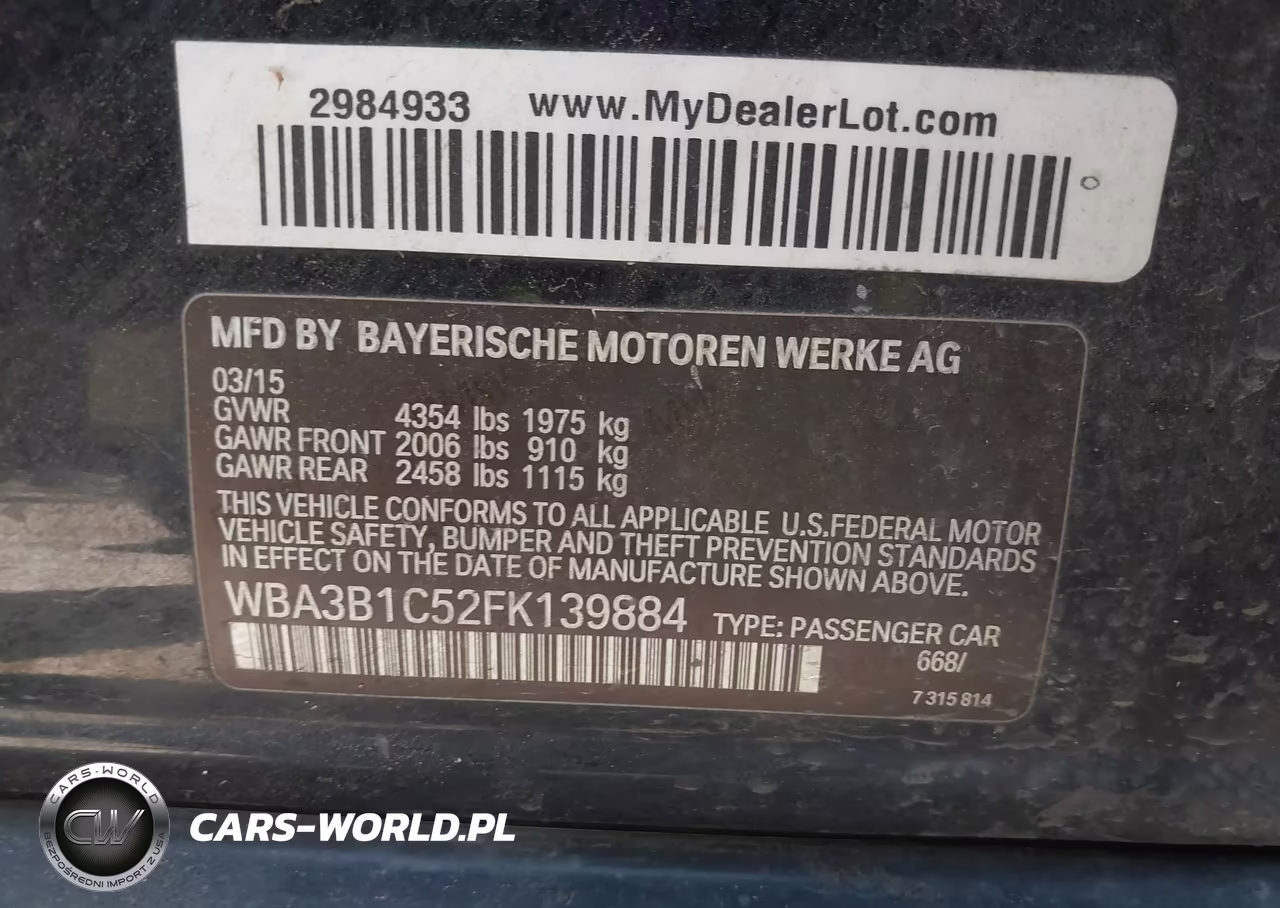 2015 BMW 320I VIN:WBA3B1C52FK139884 - 9