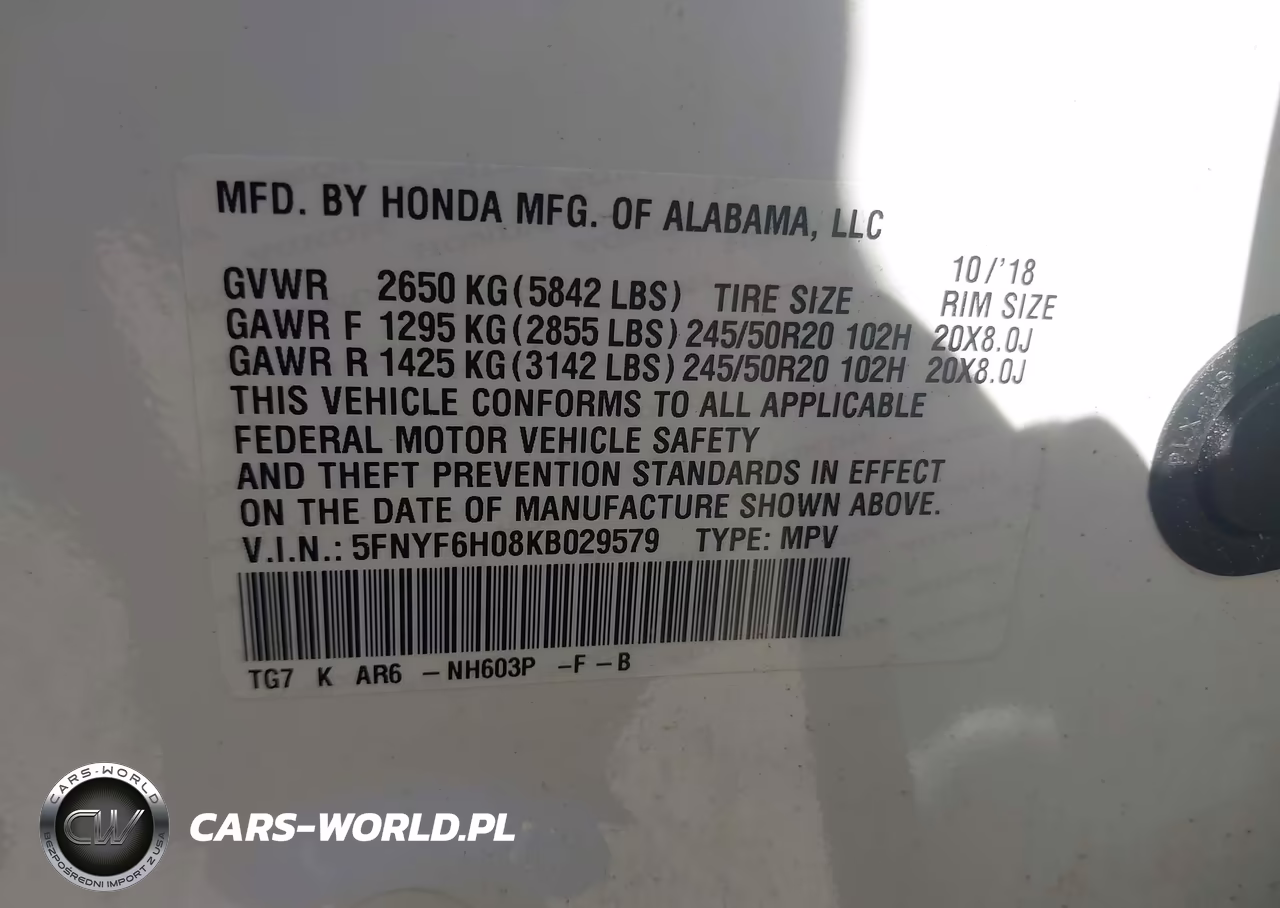 2019 Honda Pilot Elite VIN:5FNYF6H08KB029579 - 9