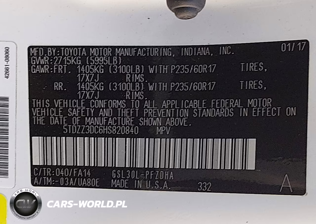 2017 Toyota Sienna L 7 Passenger VIN:5TDZZ3DC6HS820840 - 9