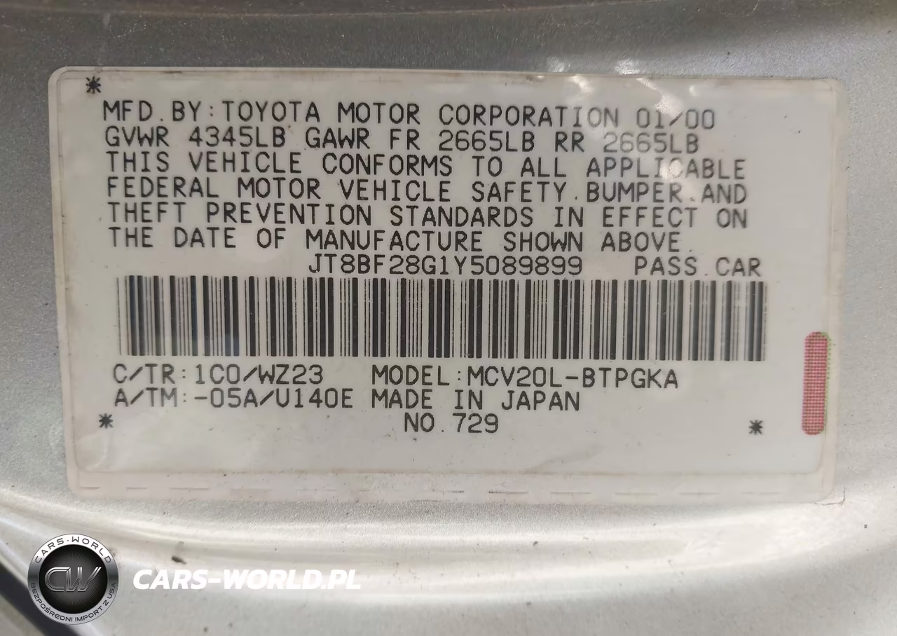 2000 Lexus Es 300 VIN:JT8BF28G1Y5089899 - 9