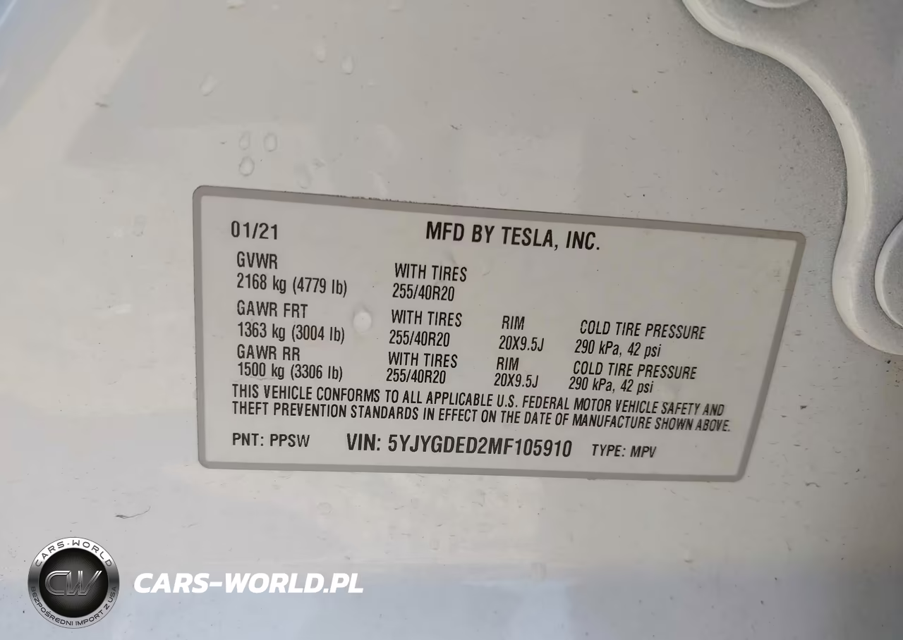 2021 Tesla Model Y Standard Range Rear-Wheel Drive VIN:5YJYGDED2MF105910 - 9