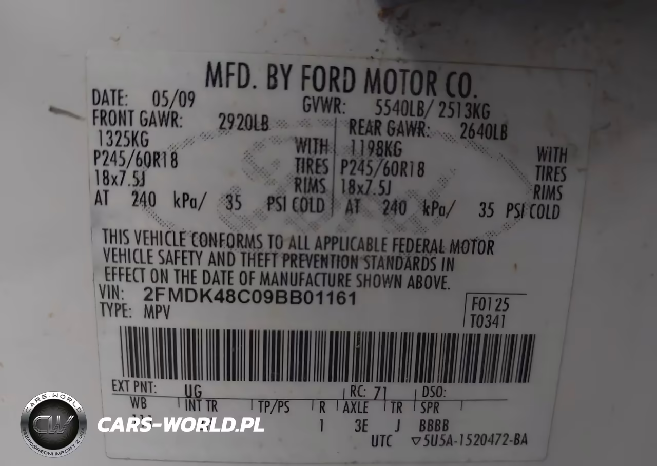 2009 Ford Edge Sel VIN:2FMDK48C09BB01161 - 9