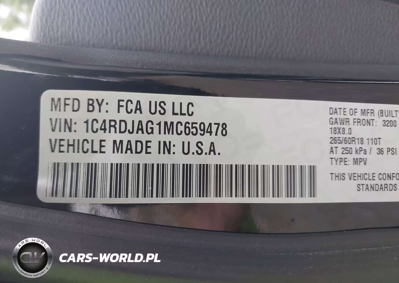 2021 Dodge Durango Sxt Awd VIN:1C4RDJAG1MC659478 - 9