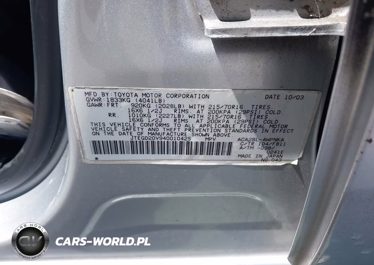 2004 Toyota Rav4 VIN:JTEGD20V940010425 - 9