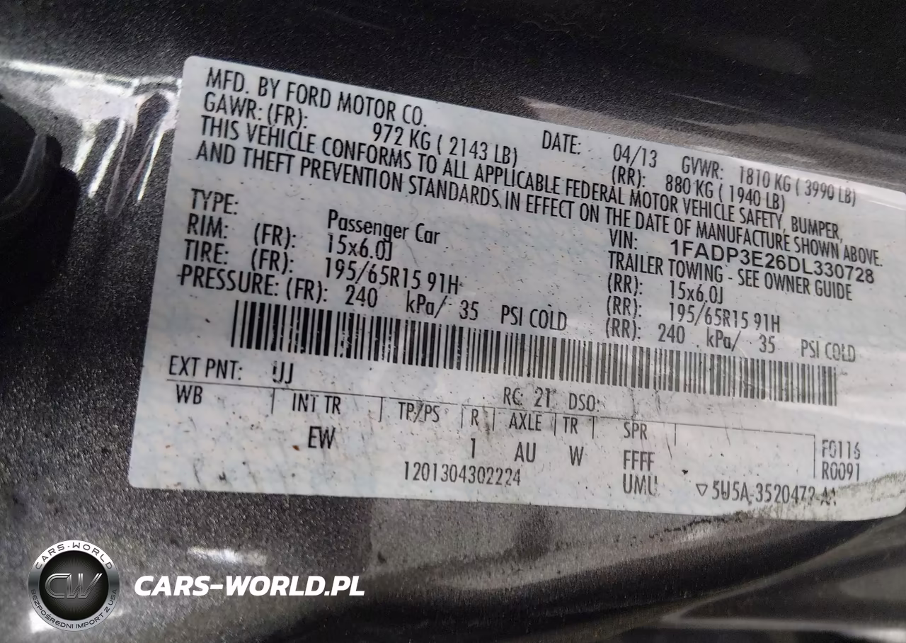 2013 Ford Focus S VIN:1FADP3E26DL330728 - 9