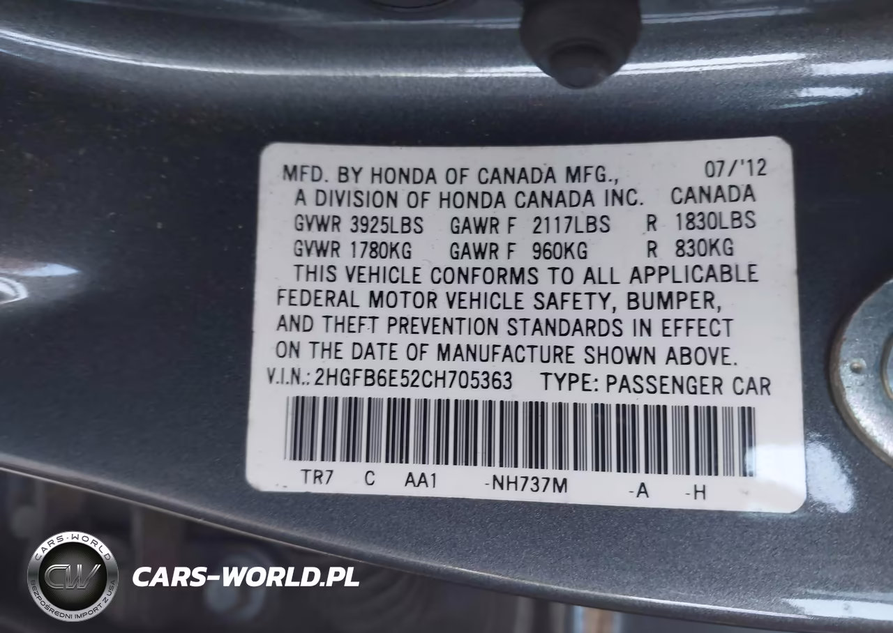 2012 Honda Civic Si VIN:2HGFB6E52CH705363 - 9