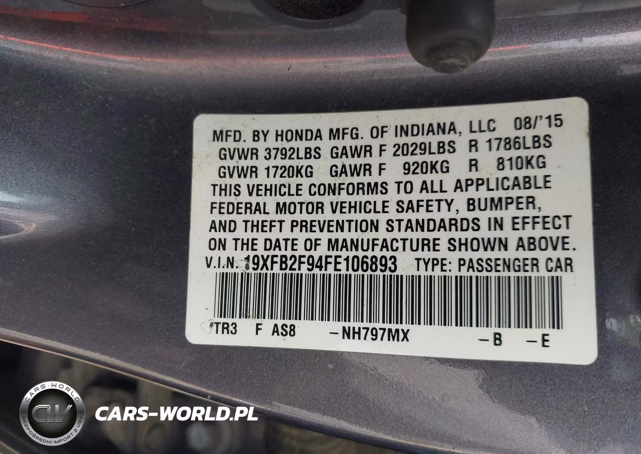 2015 Honda Civic Ex-L VIN:19XFB2F94FE106893 - 9