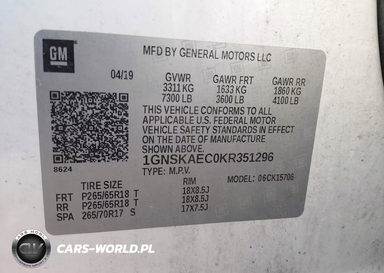 2019 Chevrolet Tahoe Ls VIN:1GNSKAEC0KR351296 - 9