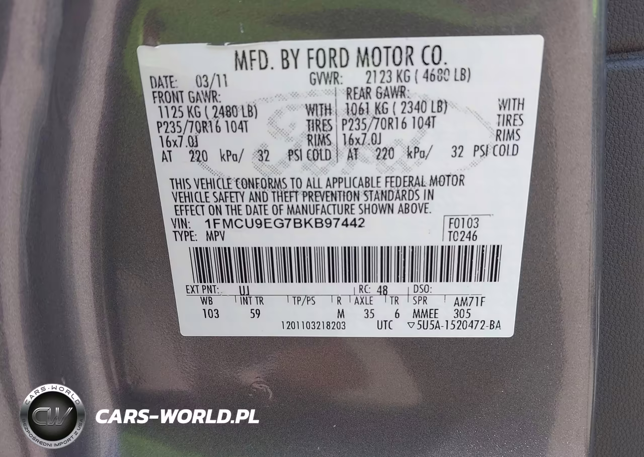 2011 Ford Escape Limited VIN:1FMCU9EG7BKB97442 - 9
