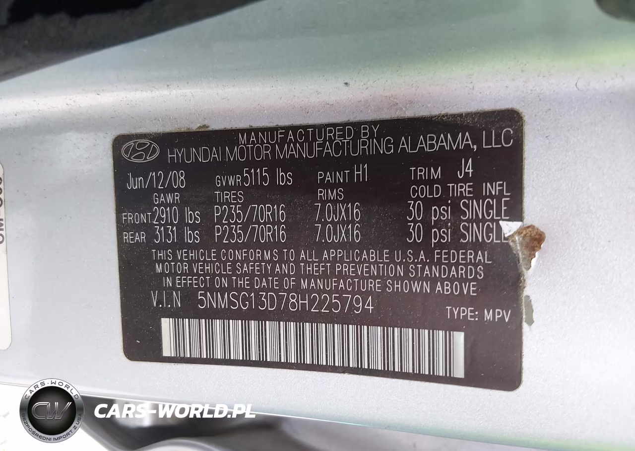 2008 Hyundai Santa Fe Gls VIN:5NMSG13D78H225794 - 9