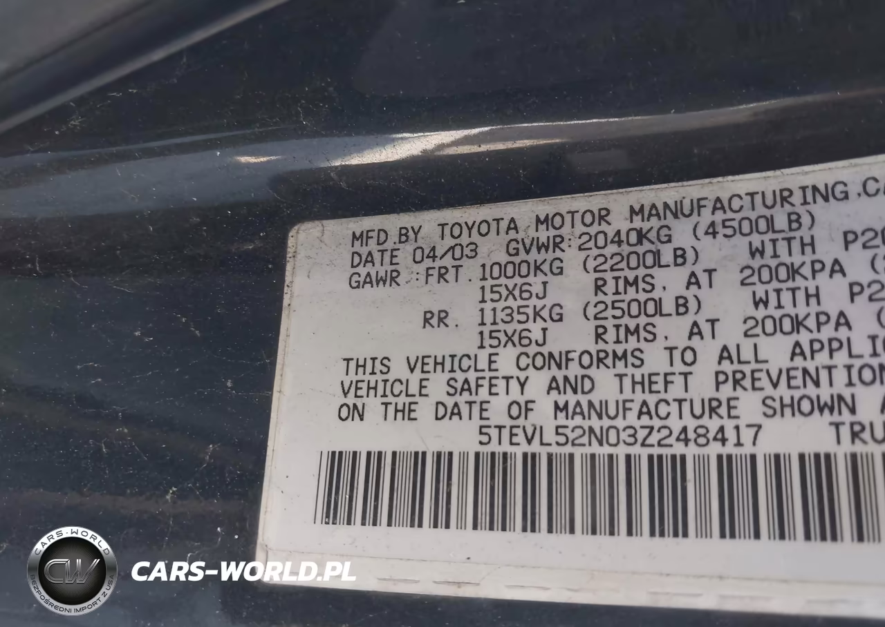 2003 Toyota Tacoma VIN:5TEVL52N03Z248417 - 9