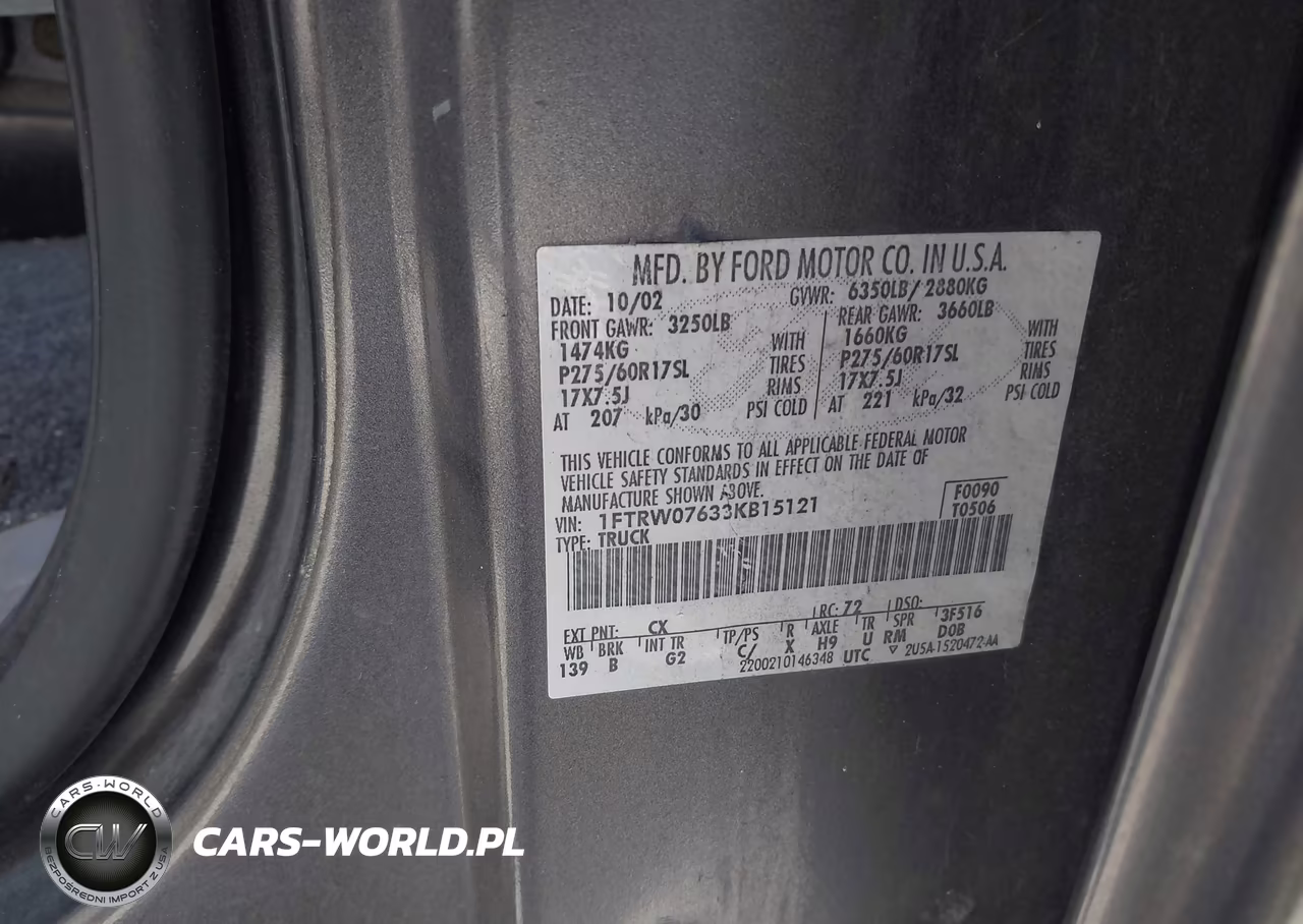 2003 Ford F-150 Lariat-Xlt VIN:1FTRW07633KB15121 - 9
