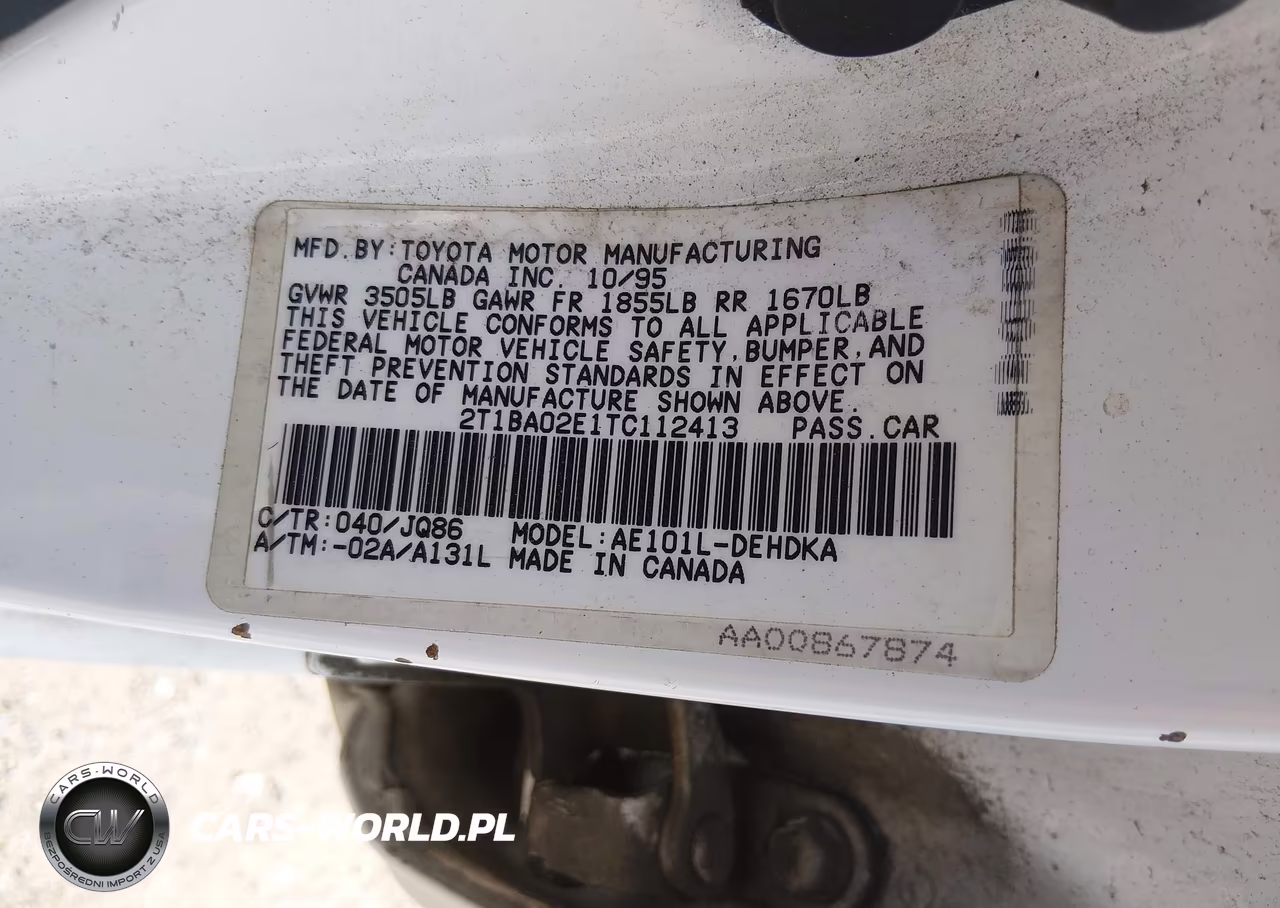 1996 Toyota Corolla VIN:2T1BA02E1TC112413 - 9