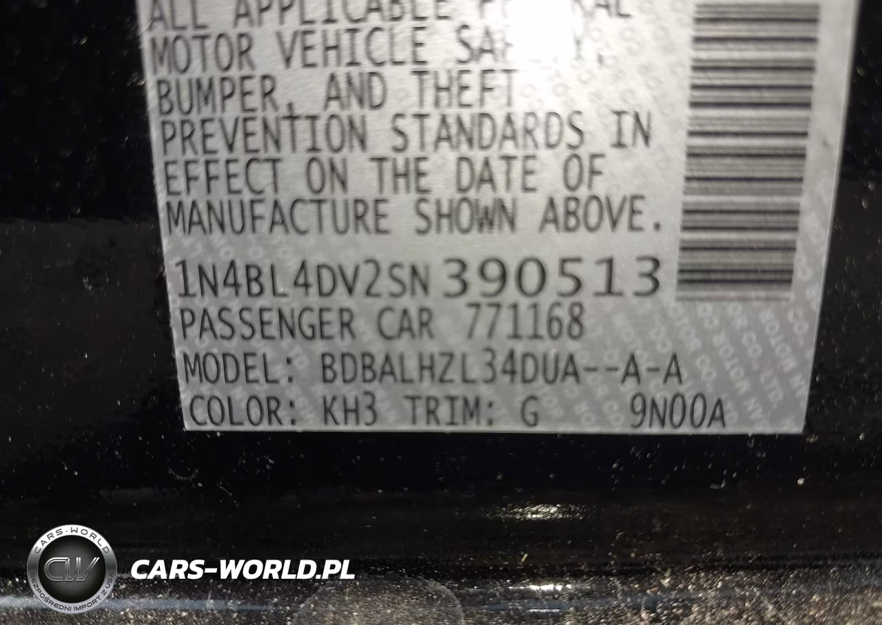 2025 Nissan Altima Sv Fwd VIN:1N4BL4DV2SN390513 - 9