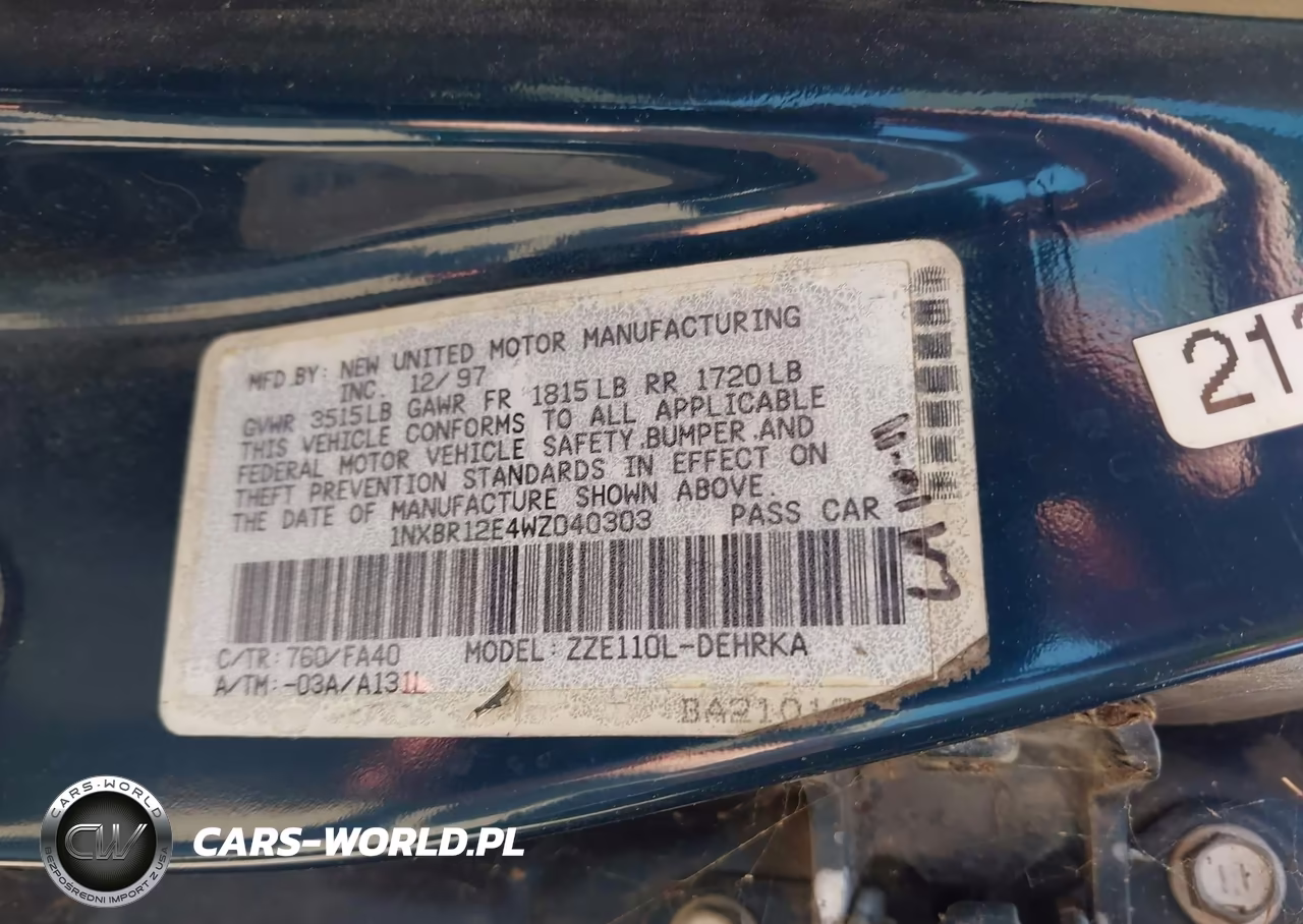 1998 Toyota Corolla Ve VIN:1NXBR12E4WZ040303 - 9