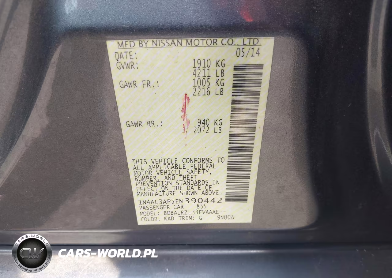 2014 Nissan Altima 2.5 S VIN:1N4AL3AP5EN390442 - 9
